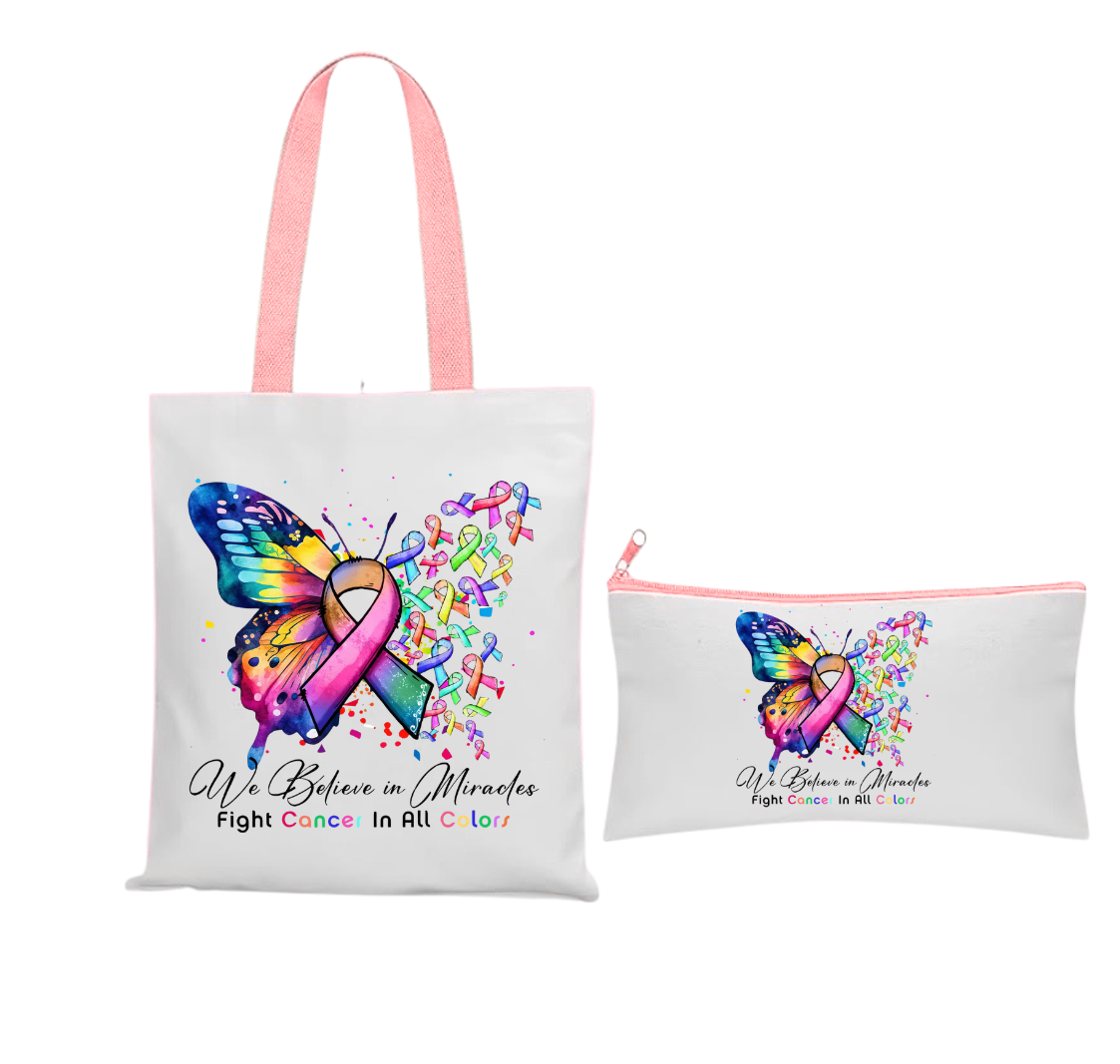 Mental health butterfly tote bag and matching cosmetics bag