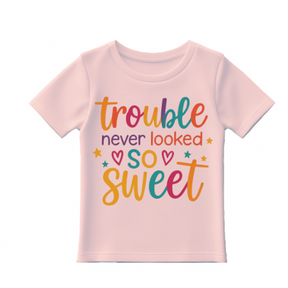 Trouble never looked so sweet baby t-shirt