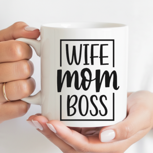wife mom boss ceramic mug