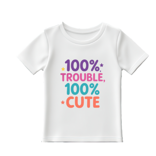 Baby tee- 100% trouble 100% cute