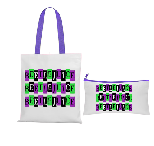 Beetlejuice Beetlejuice tote bag and matching cosmetics bag