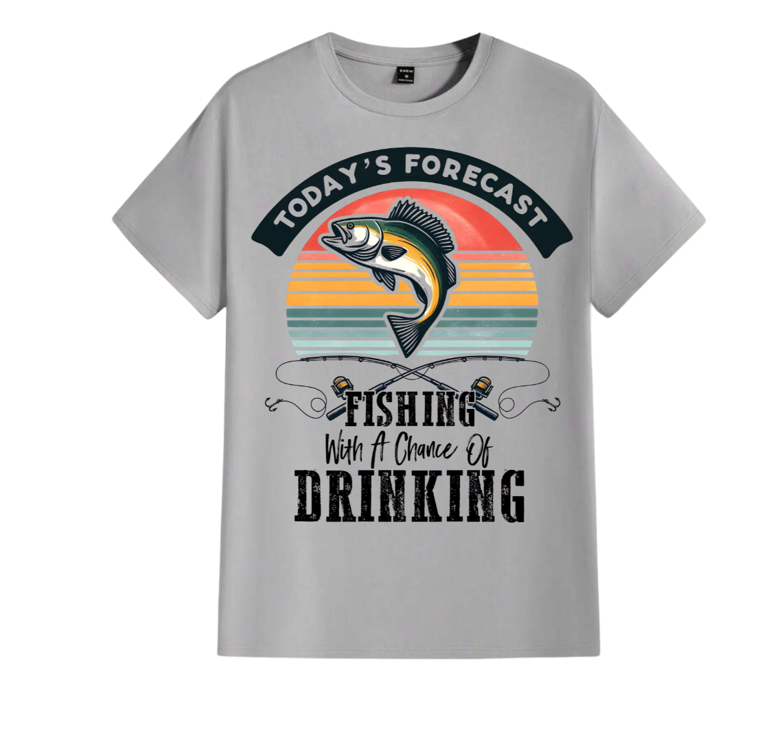 Today’s forecast is fishing with a chance of drinking mens t-shirts