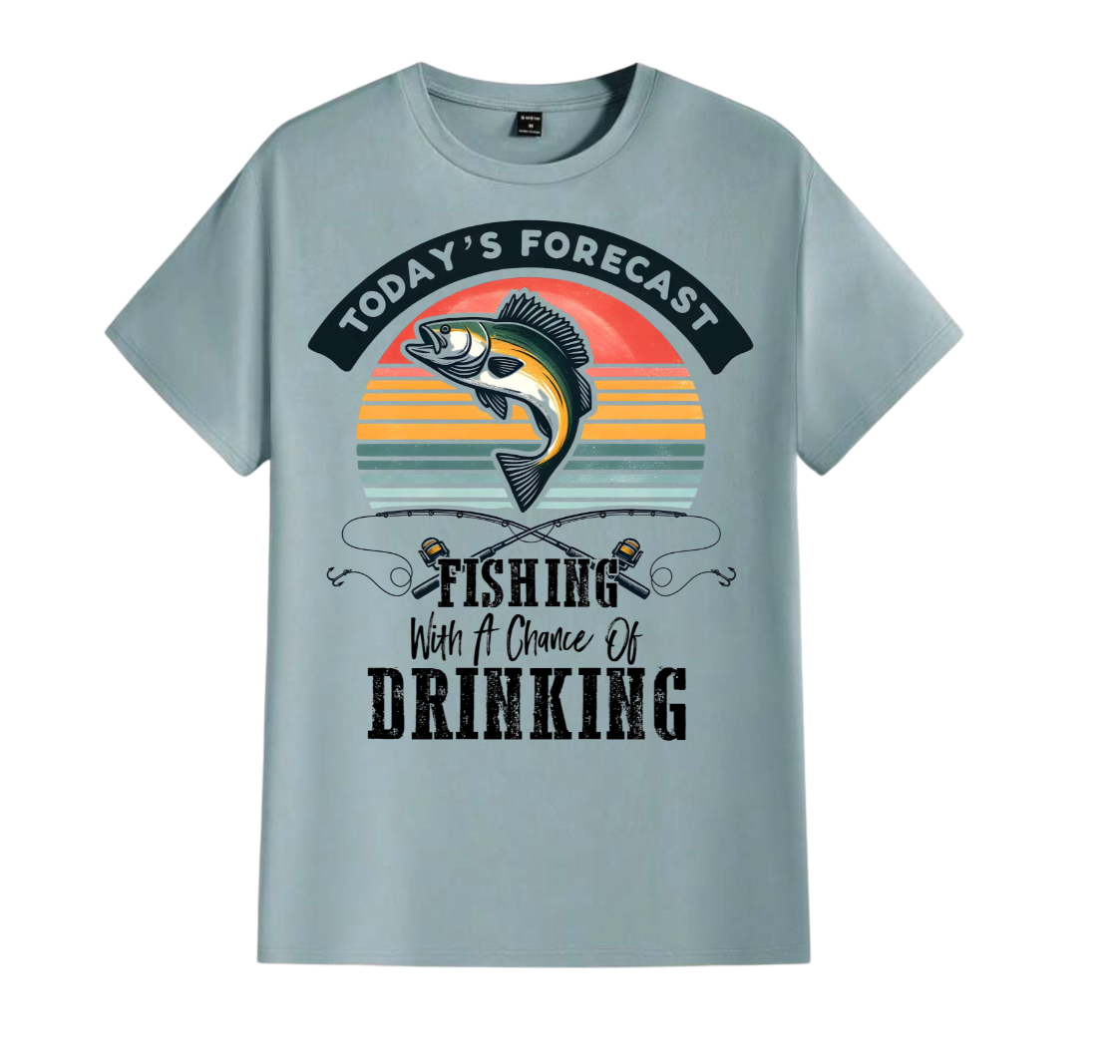 Today’s forecast is fishing with a chance of drinking mens t-shirts