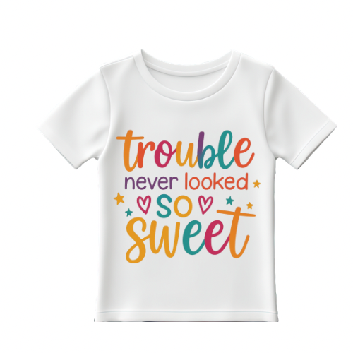 Trouble never looked so sweet baby t-shirt