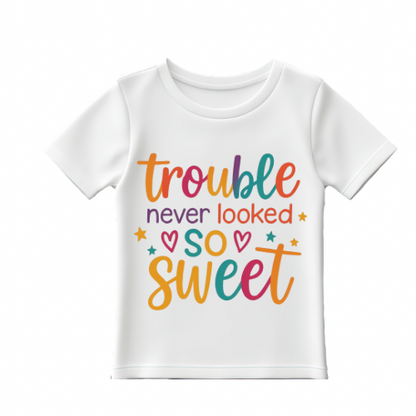 Trouble never looked so sweet baby t-shirt