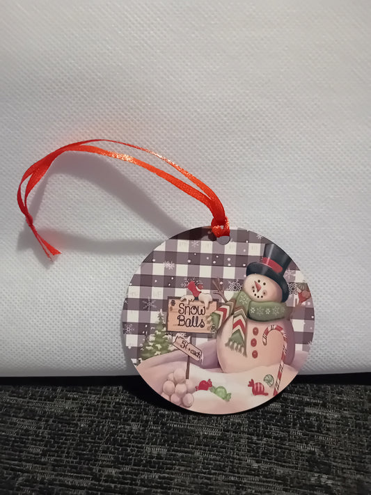 Wooden Christmas ornament - snow balls