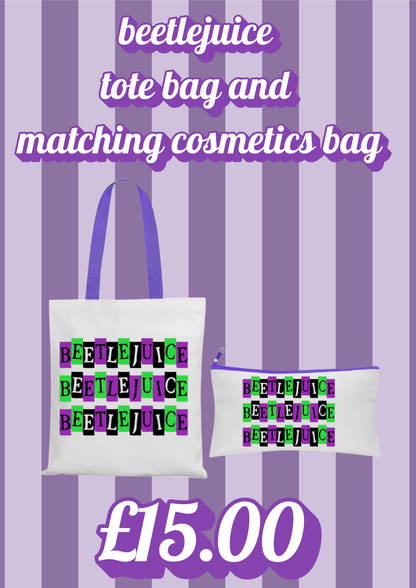 Beetlejuice Beetlejuice tote bag and matching cosmetics bag