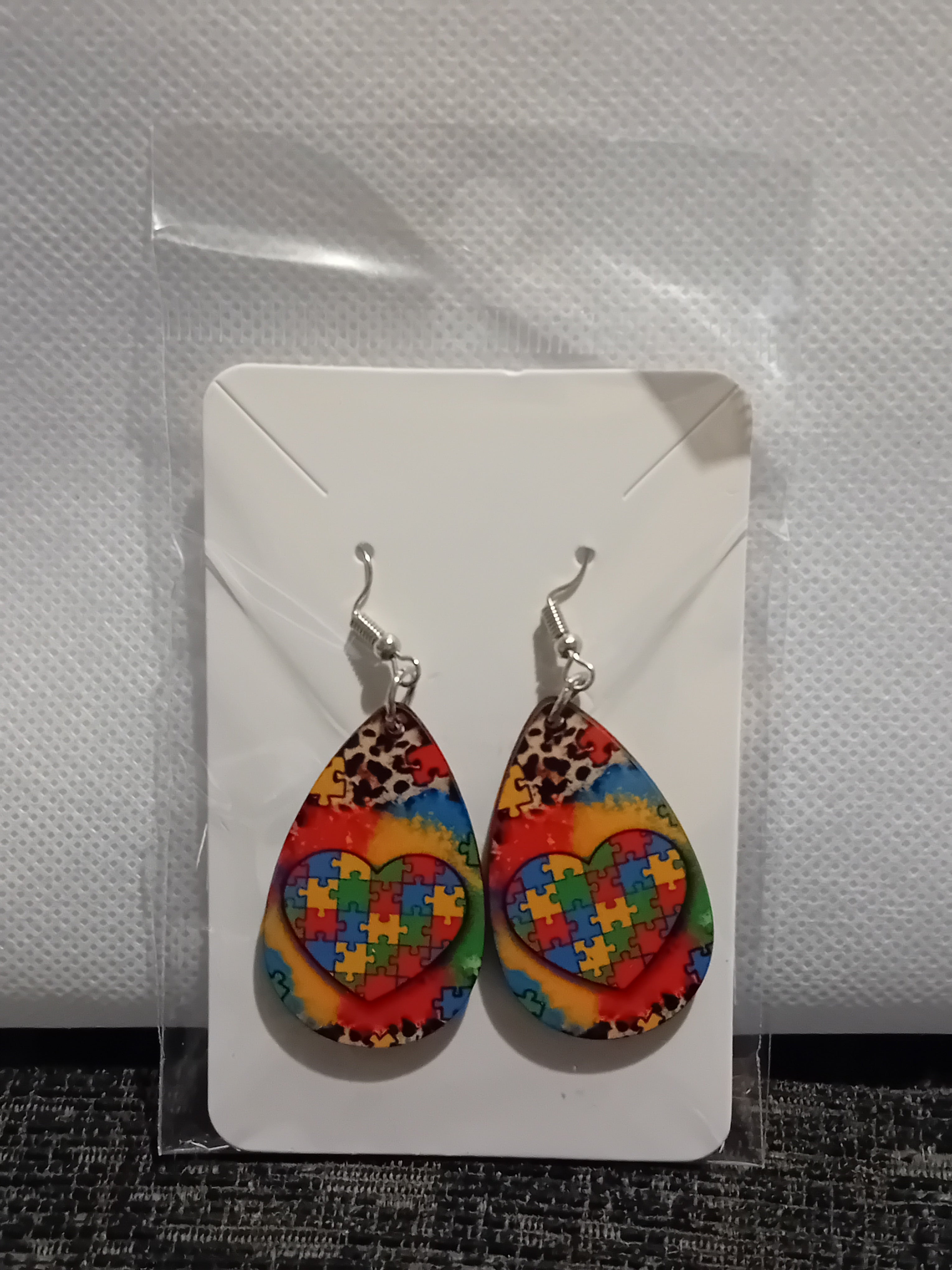 teardrop earrings- autism awareness