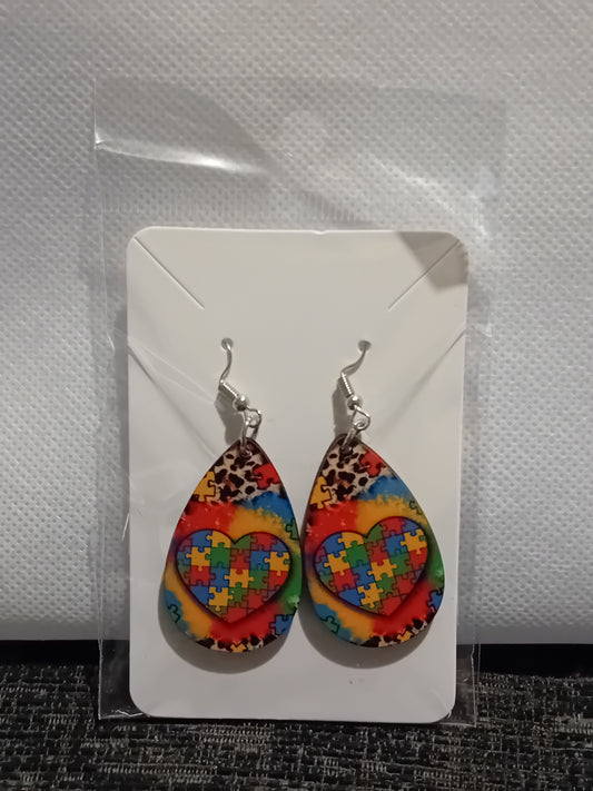teardrop earrings- autism awareness